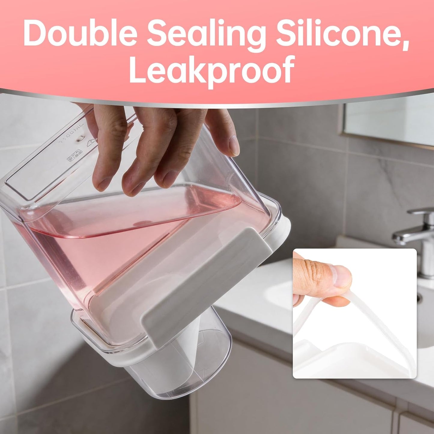 Epsom Salt Container with Scoop Cup-1100ml(37oz) | Airtight Leakproof Storage Bath Salt Container with Measuring Cup