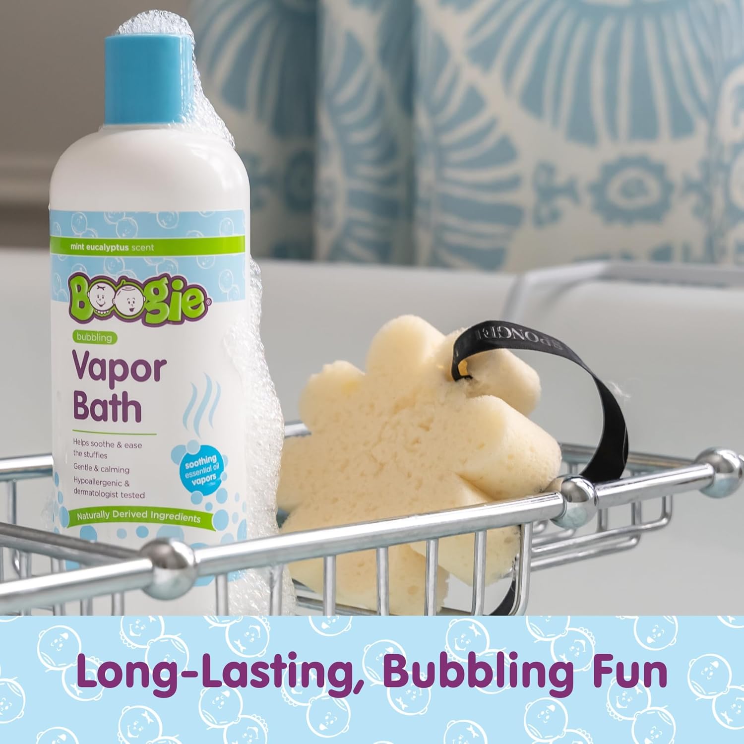 Boogie Bubbling Vapor Bath for Kids - 18 fl oz - Gentle & Calming Bubble Bath for Kids - Made with Natural Essential Oils - Mint Eucalyptus Scent - Baby Bathtime Essentials