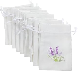 Kichvoe Sachet Bags Empty Cotton Drawstring Pouches 5.51X3.93In Refillable Lavender Sachet Bag for Home Fragrance Wedding Favor Jewelry Candy Storage Set of 10