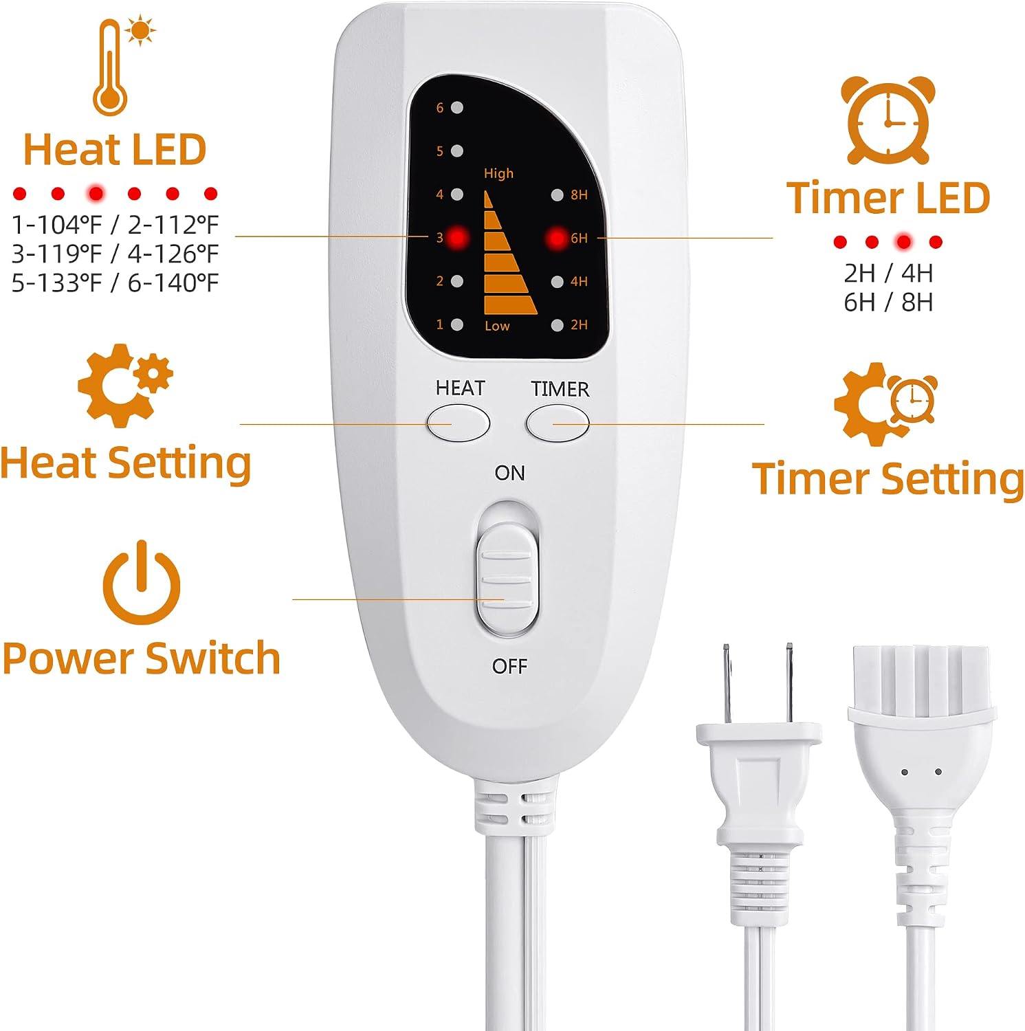 Electric Heated Foot Warmer - KLADNDER Heating Foot Warmer for Men & Women, Feet Warmer with 6 Temperature Setting 4 Timer Setting, Auto Shut Off Washable Inner Lining, Fast Heat Use for Winter Gifts