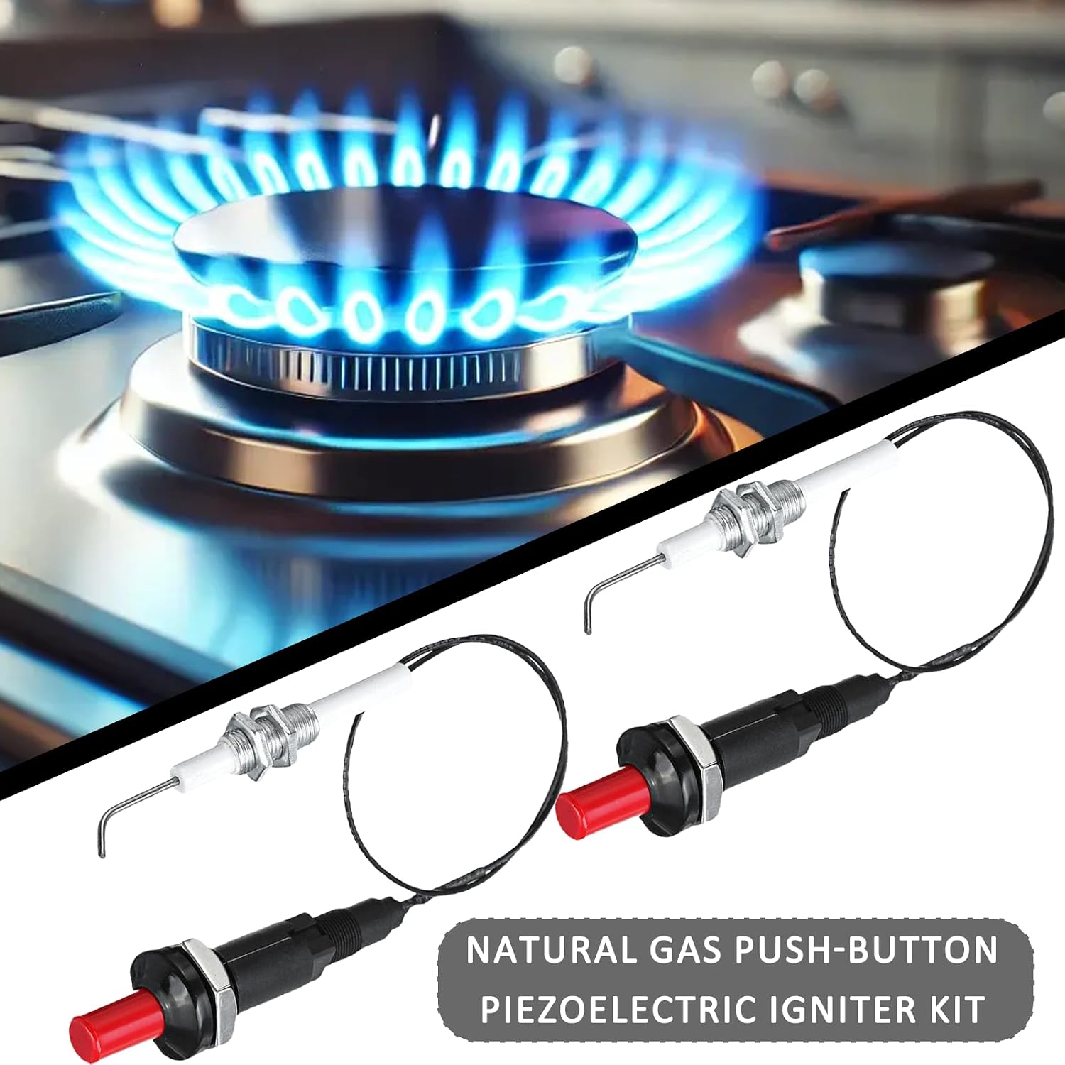 Grill Igniter, Long Nose BBQ Lighter – Upgraded Piezo Electric Push-Button Igniter for Gas Grill, Fire Pit, Camping Stove, Candle(2 Set)