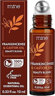Mine Pure Castor Oil and Frankincense Roll On - Meaningful Gifts for Women - Eye Roller, Under Eye Puffiness, Hexane Free Castor Oil for Face, Under Eye, Skin, Wrinkles, Dark Circles Roll On
