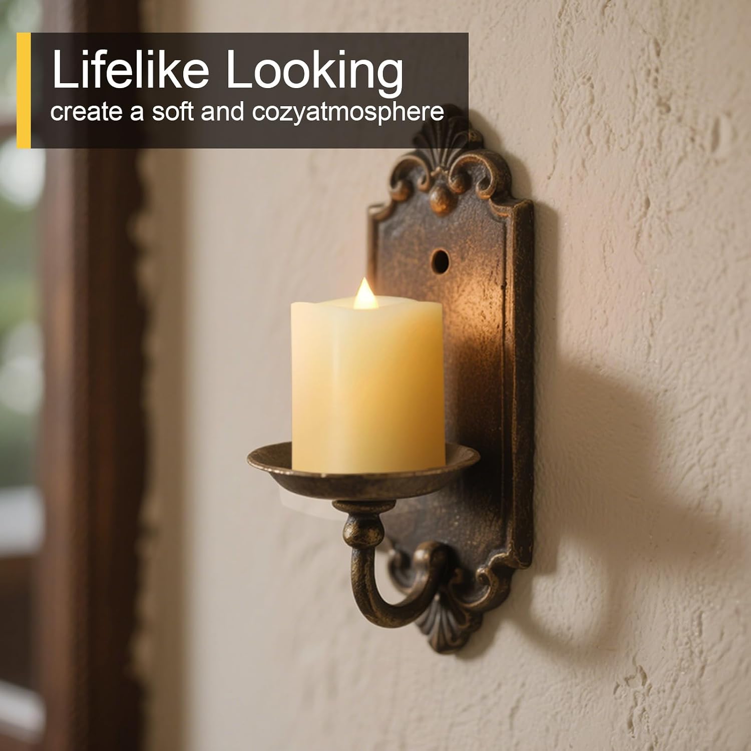 3x3 Flameless Candles with Remote Set of 1, 3 inch Battery Candles Flickering with Timer, LED Pillar Candle for Indoor/Outdoor, Lvory White
