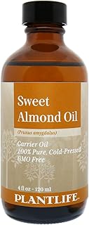 Plantlife Sweet Almond Carrier Oil - Cold Pressed, Non-GMO, and Gluten Free Carrier Oils - for Skin, Hair, and Personal Care - 4 oz