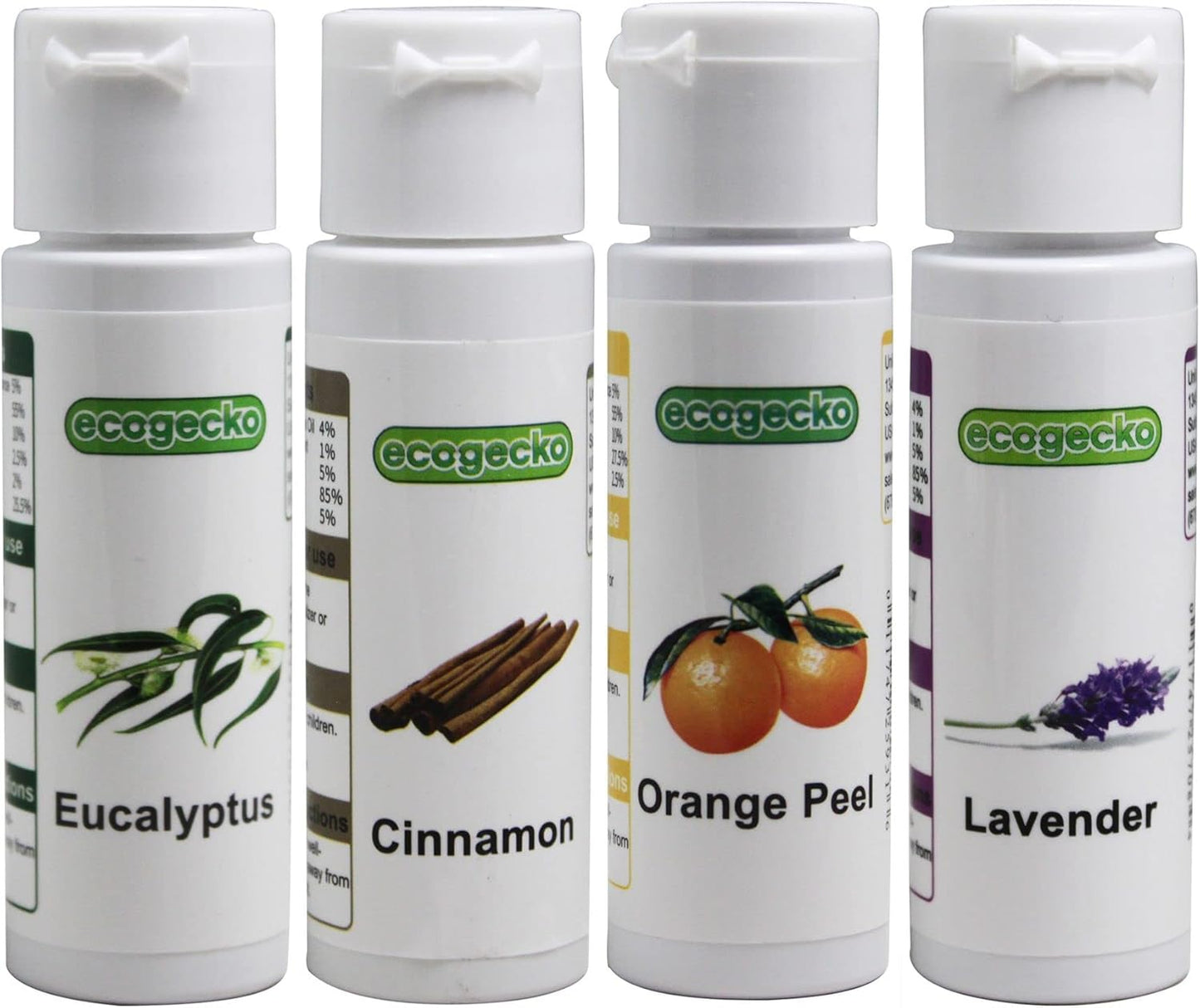 Ecogecko Fragrant Aroma Oil for Water Based Air Revitalizer Air Freshener, 4 Scent Pack (Cinnamon, Eucalyptus, Lavender and Orange Peel) 4x30ML