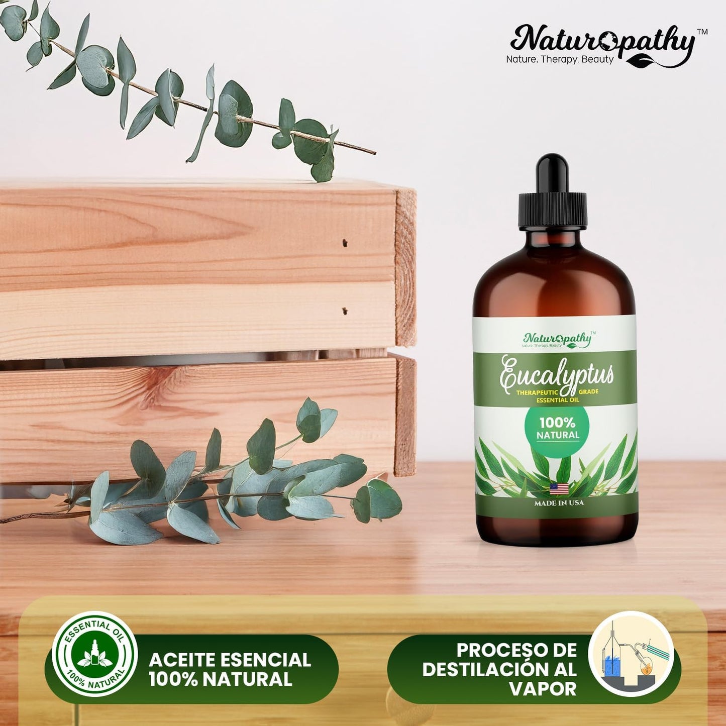 Naturopathy Eucalyptus Essential Oil, Therapeutic Grade, Premium Quality Perfect for Aromatherapy (4 fl oz)