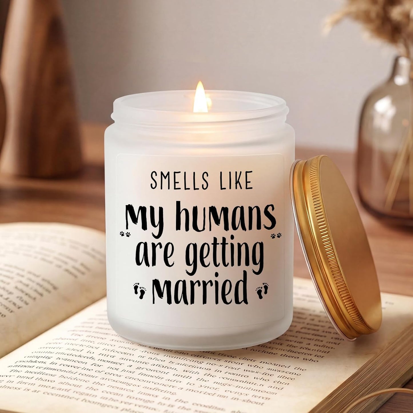 MULCHUM Lavender Scented Soy Candle for Pet Lover Wedding Gifts, Natural Soy Wax Jar Candle, Bridal Shower Funny Engagement Gift for Women Couples Pet Owners, 7oz 45 Hours Long Lasting Burn