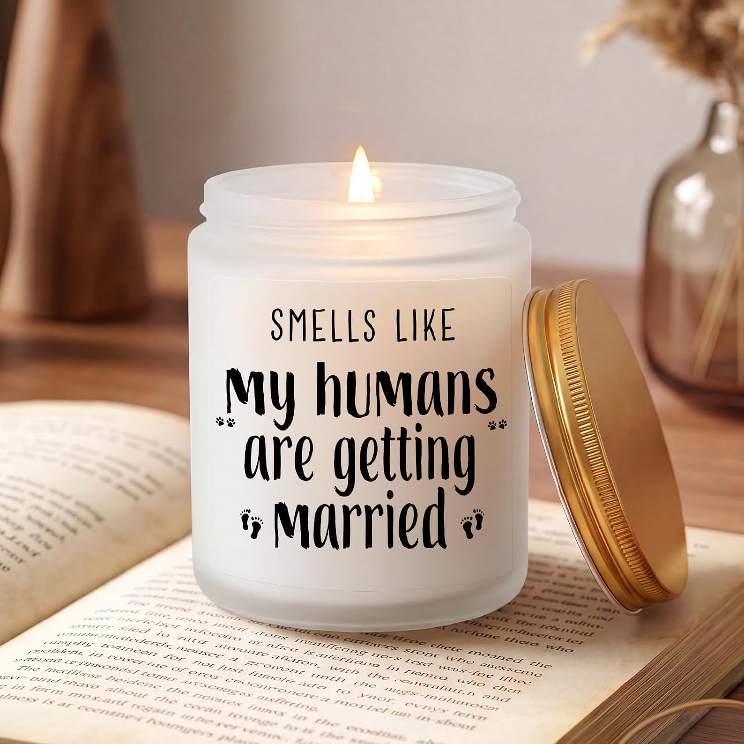 MULCHUM Lavender Scented Soy Candle for Pet Lover Wedding Gifts, Natural Soy Wax Jar Candle, Bridal Shower Funny Engagement Gift for Women Couples Pet Owners, 7oz 45 Hours Long Lasting Burn