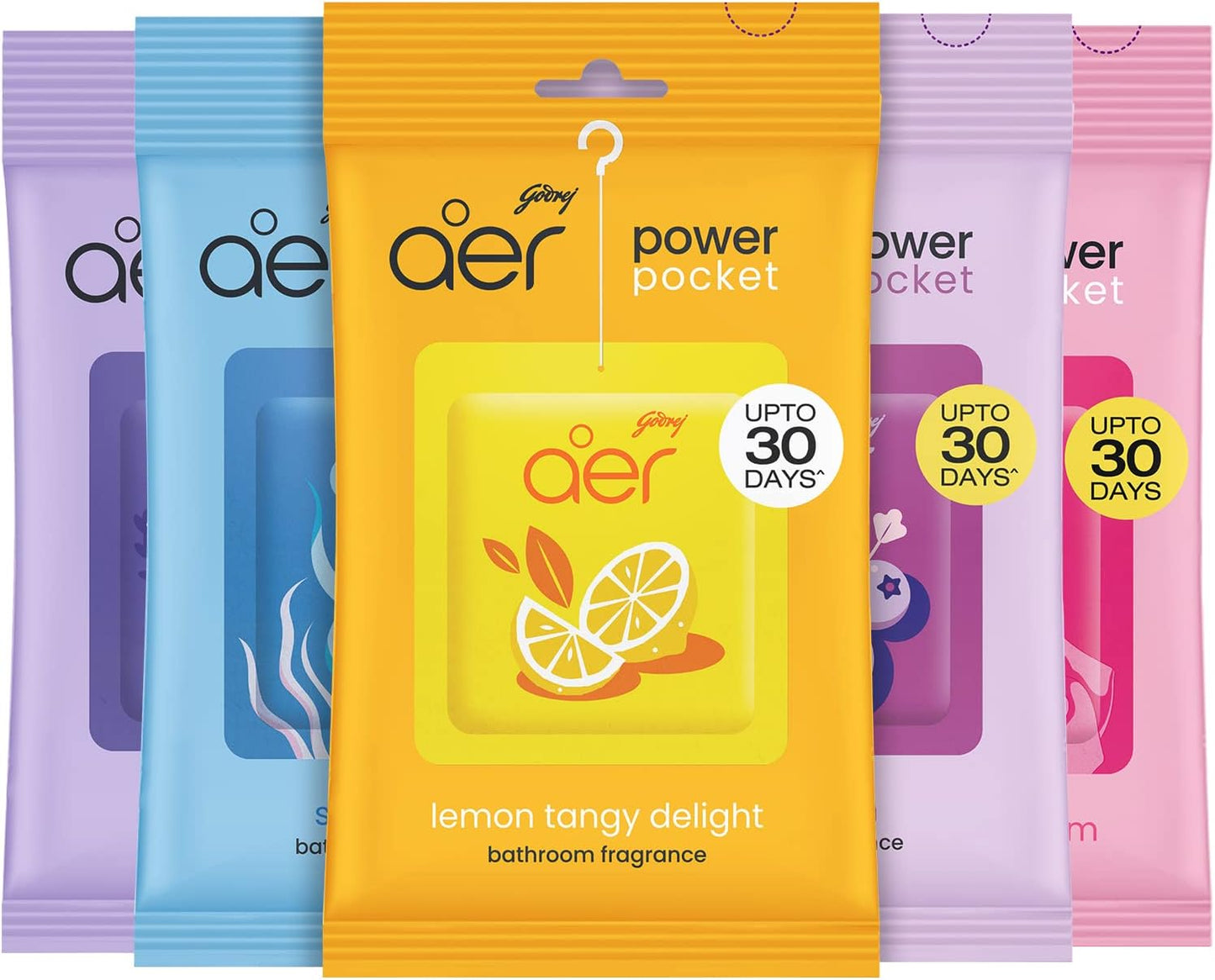 AER Power Pocket Air Freshener for the Entire Home with Long Lasting Scent, Assorted, Pack of 5