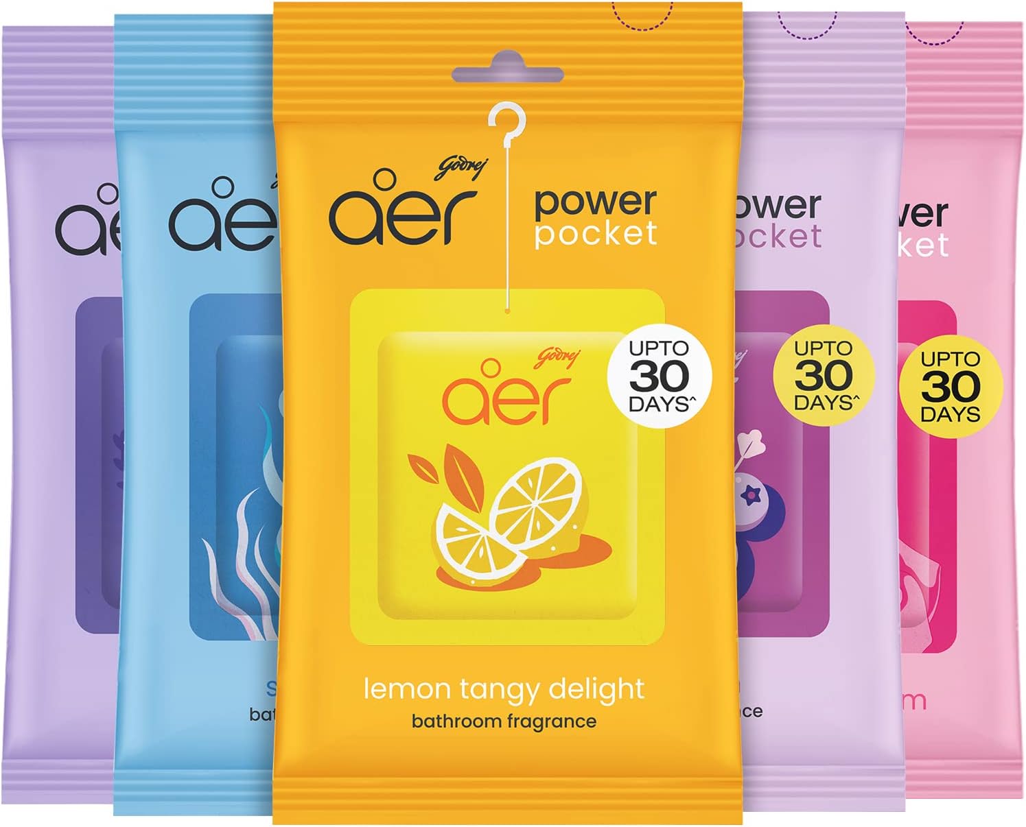AER Power Pocket Air Freshener for the Entire Home with Long Lasting Scent, Assorted, Pack of 5