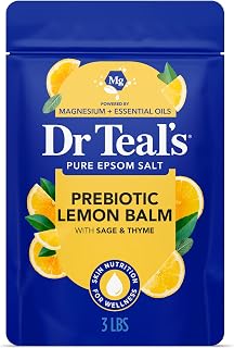 Dr Teal's Epsom Salt Magnesium Soak, Prebiotic Lemon Balm & Sage, 3 lbs