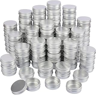 150 PCS 1 Ounce Aluminum Tins with Screw Tops, Round metal tin with Screw Lids, 1 oz Round Cans with Lid for Cosmetics, Lip Balm, Spices, and More(Silver)