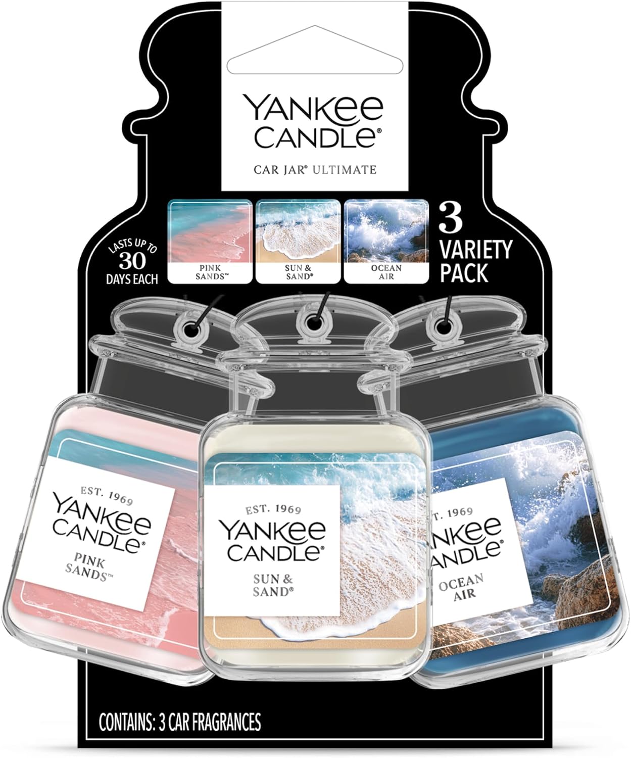 Yankee Candle Variety Pack, Car Jar® Ultimate (3-pk.) with up to Enjoy up to 30 Days of Continuous Fragrance Each