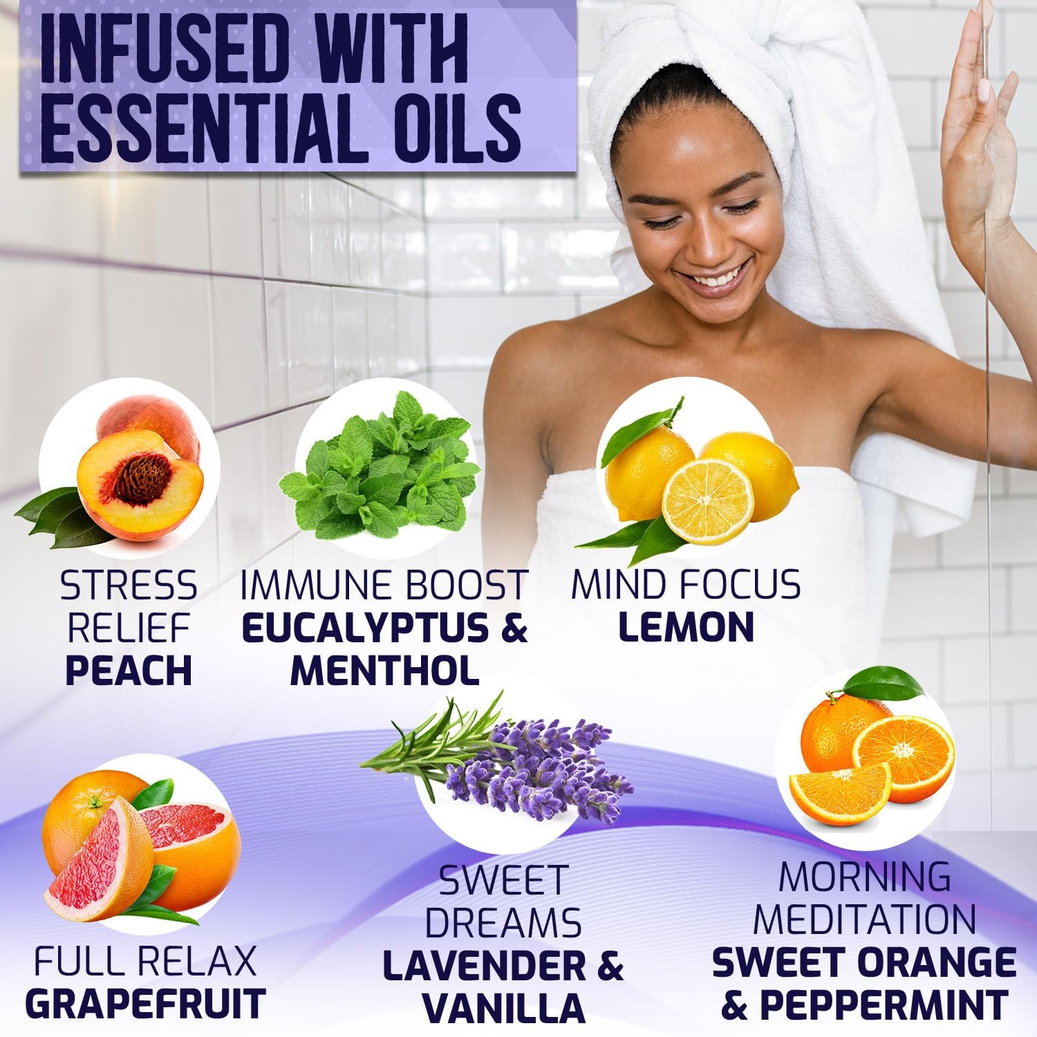 Aromatherapy Shower Steamers Set - Six Uplifting Relaxing Scents for Stress Relief - Perfect Self Care, Spa Experience for Women and Men - Ideal for Christmas Stocking Stuffers and Relaxation Gifts