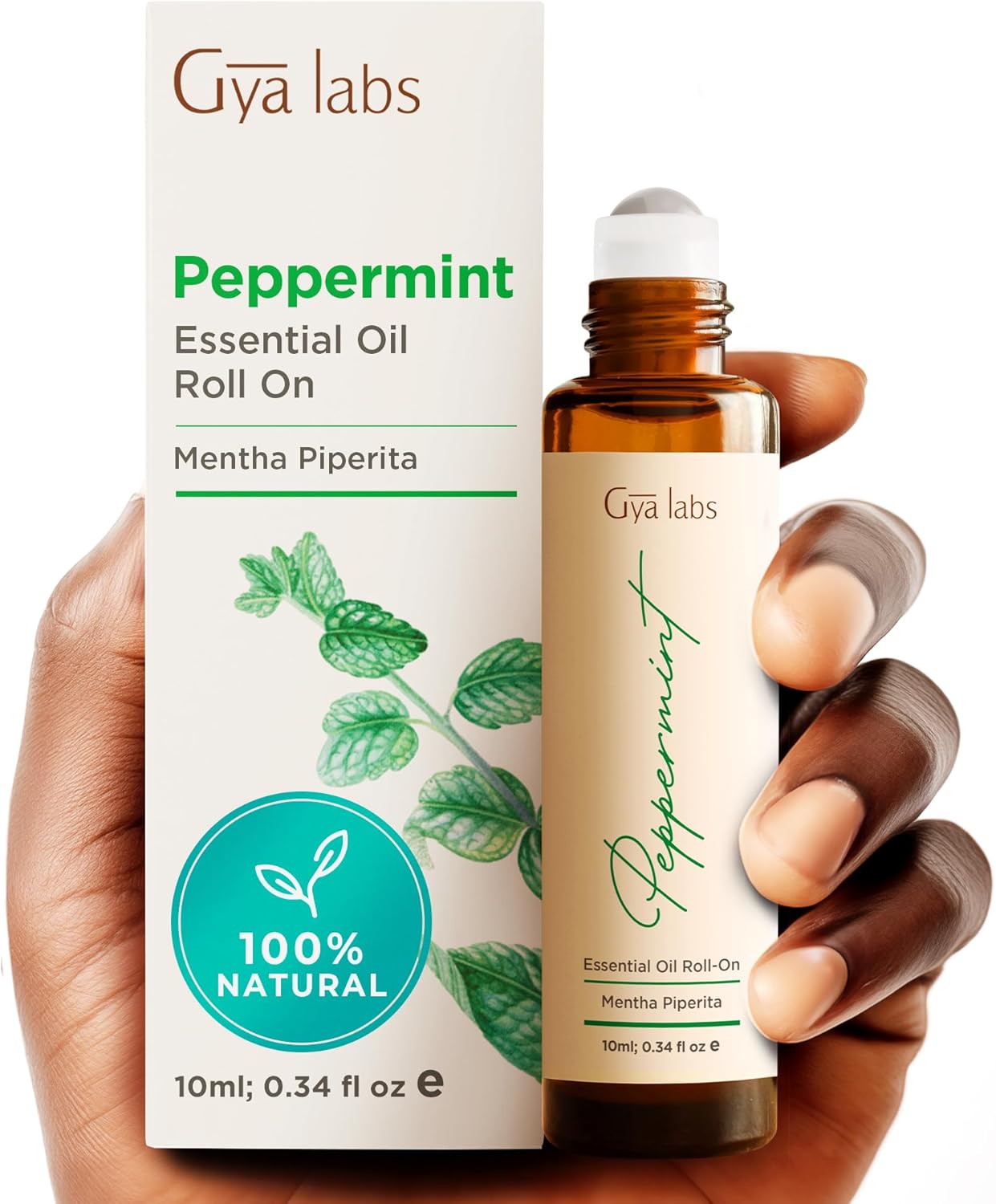 Peppermint & Stress Relief Roll On Set - Aromatherapy Grade Essential Oils Set - 2x0.34 fl oz - Gya Labs
