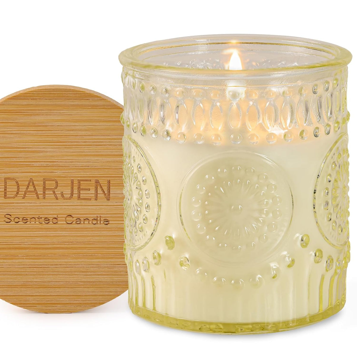 DARJEN Vanilla Candles for Home- 5.3oz 35H Natural Soy Wax Aromatherapy Jar Candle with Strong Scent