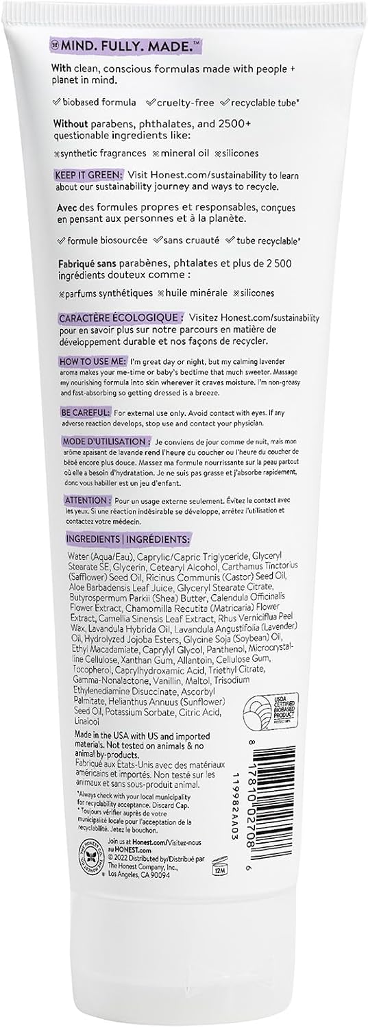 The Honest Company Lavender Calm Foaming Bubble Bath + Hydrating Face + Body Lotion Bundle | Naturally Derived, Tear Free, Hypoallergenic | 12 fl oz, 8.5 fl oz