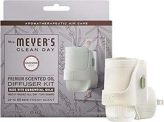 MRS. MEYER'S CLEAN DAY Premium Scented Oil Diffuser Kit, Lavender, 1 warmer and .67 fl oz refill