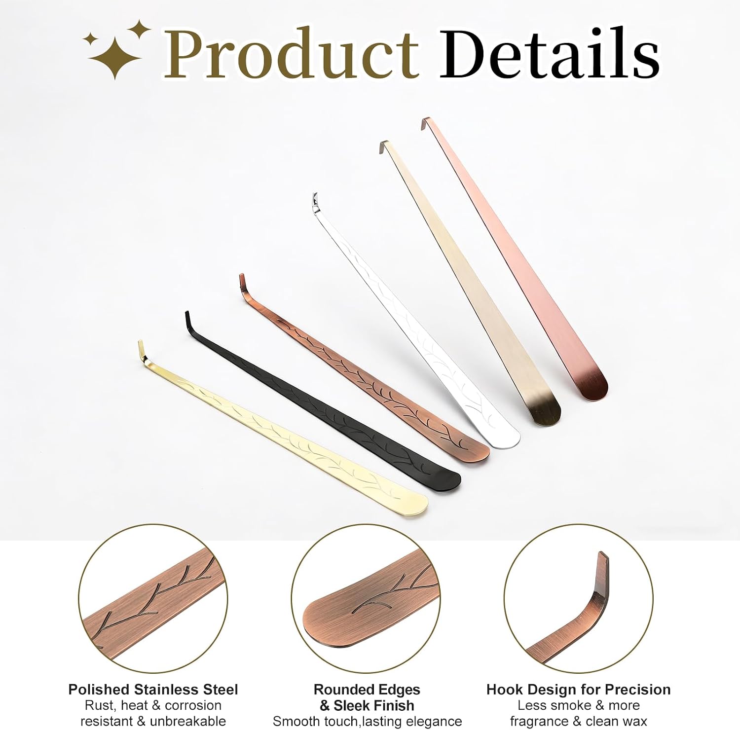uxcell 2 Pcs Candle Wick Dipper, Stainless Steel Candle Wick Hook, Flame Dipper Snuffer Extinguish Accessory Flat Design for Putting Out Flame Home Decor Gifts, Copper/Bronze