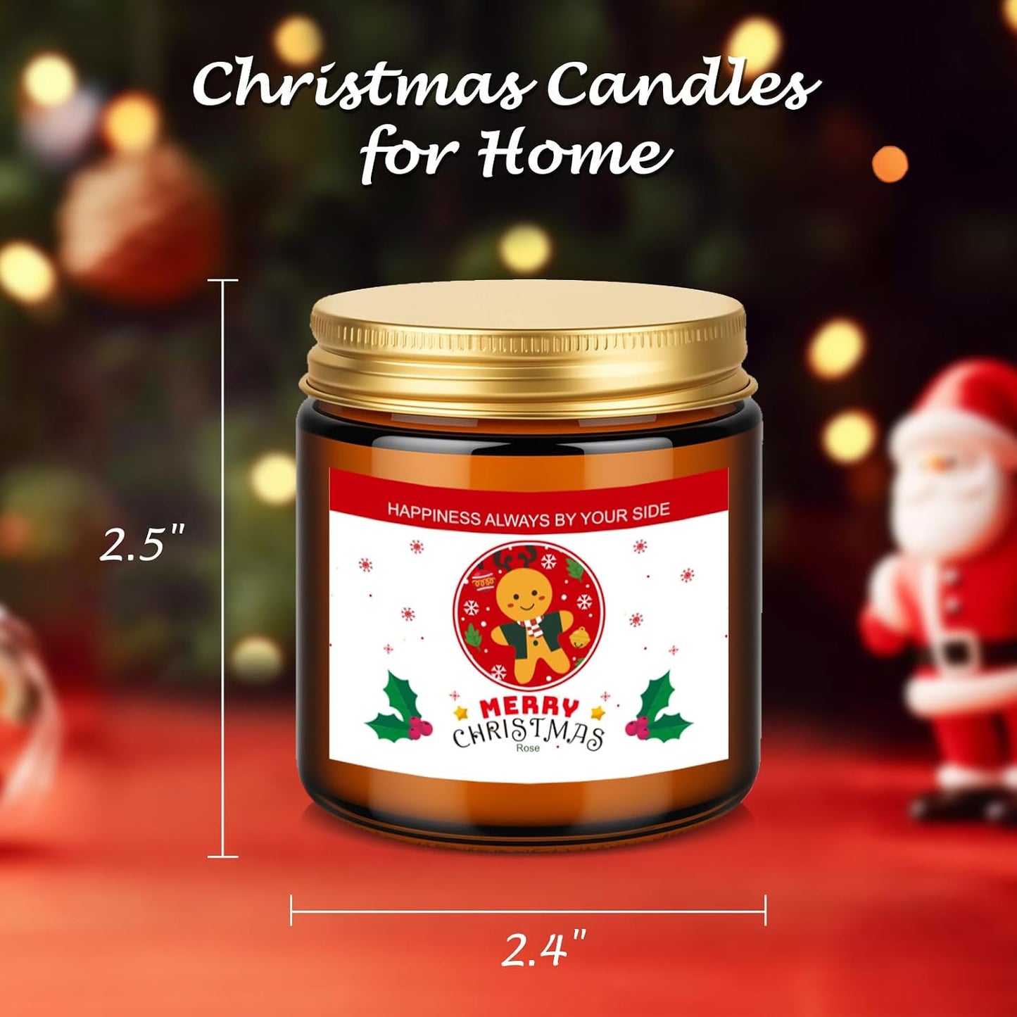Christmas Candle Set,Scented Candles for Holiday,4 Pack Natural Soy Candles for Home Scented,Christmas Gifts for Women and Men,Scents of Christmas Tree/Cookies/Spices/Flower