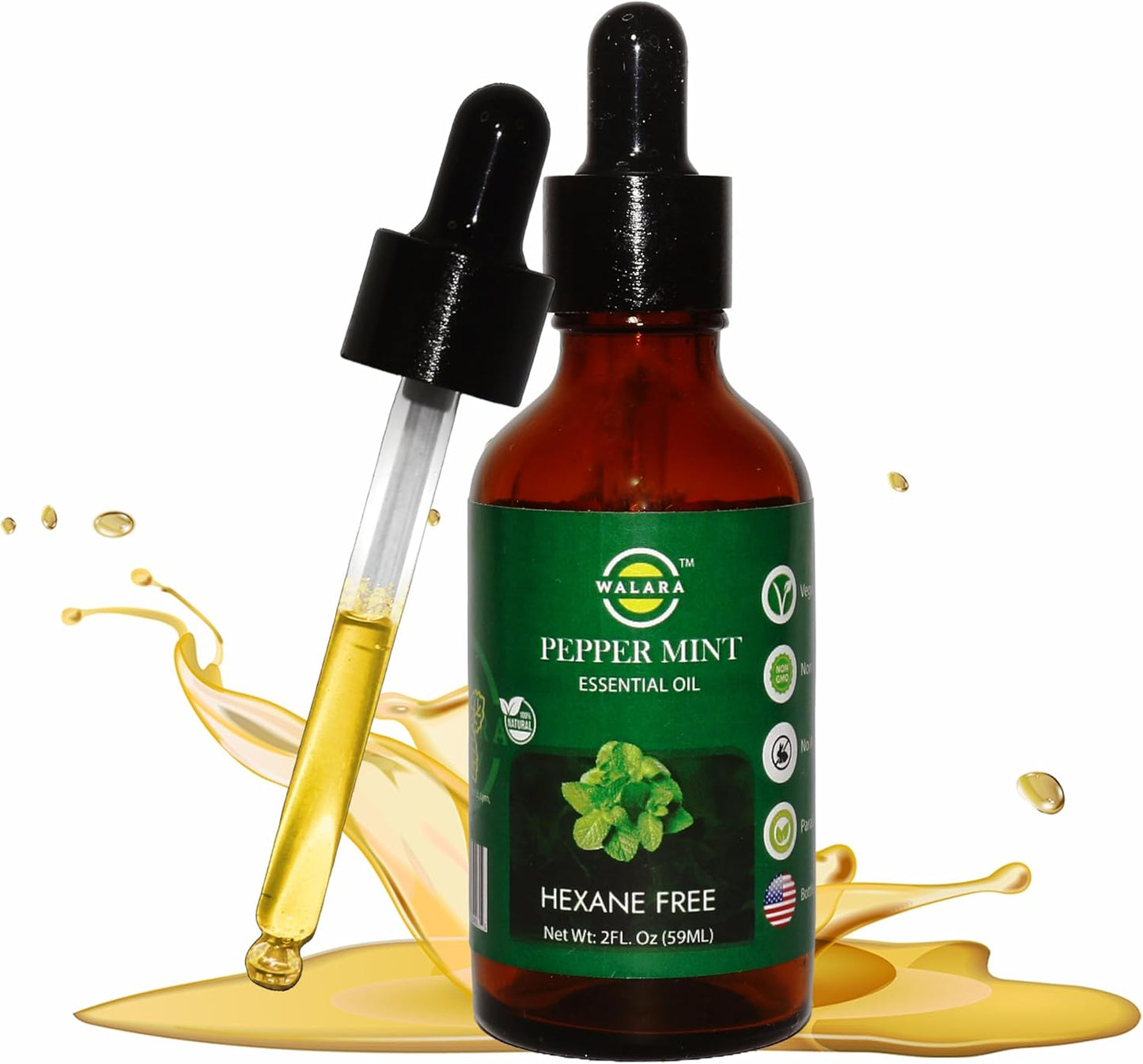 Peppermint Essential Oil - 2 oz | 100% Pure & Natural for Aromatherapy, Skin, Hair & Scalp Care