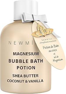 Magnesium Bubble Bath - Long Lasting Foaming Bubbles - Moisturizing - Shea Butter Coconut Vanilla - Relaxing Stress Relief - Calming Self Care Spa Gift for Birthday Christmas