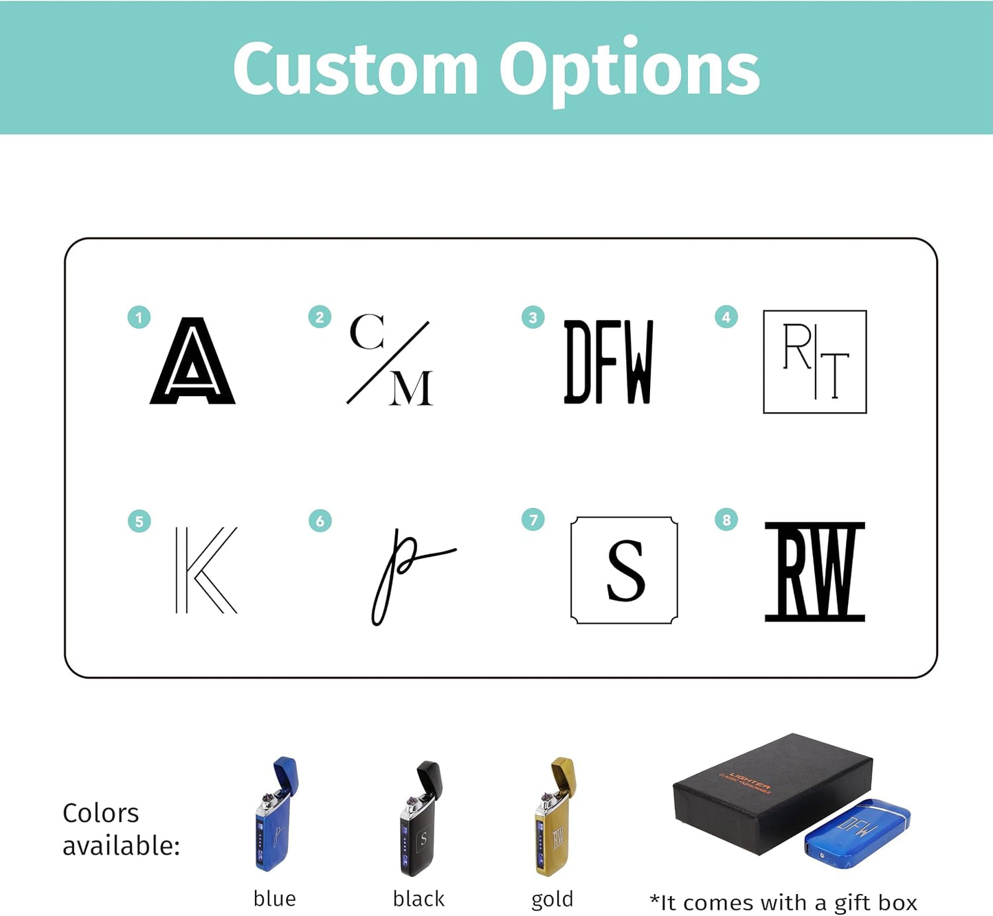 Custom Electric Lighter, USB Rechargeable Candle Lighter, Reusable Electric Lighter with Charger for Indoor and Outdoor, Camping Essential for Men and Women, Engravable Designs (Gold)