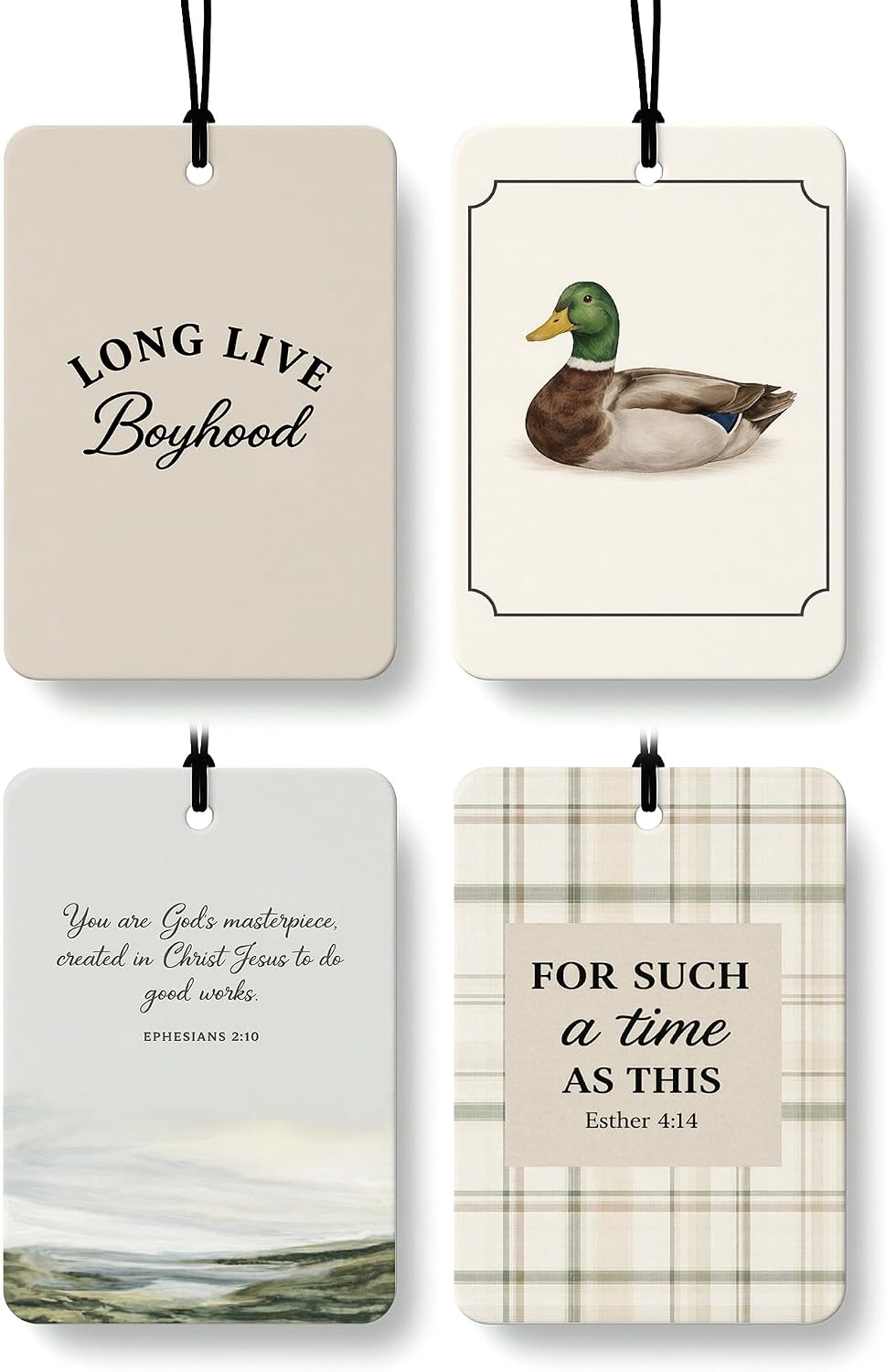 Christian Mallard Duck Car Air Freshener 4 Pcs, Beige Religious Hanging Air Freshener for Cars Closet Drawer Books Nursery, Christian Car Accessories for Tee Boys