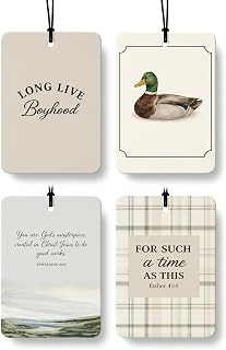 Christian Mallard Duck Car Air Freshener 4 Pcs, Beige Religious Hanging Air Freshener for Cars Closet Drawer Books Nursery, Christian Car Accessories for Tee Boys