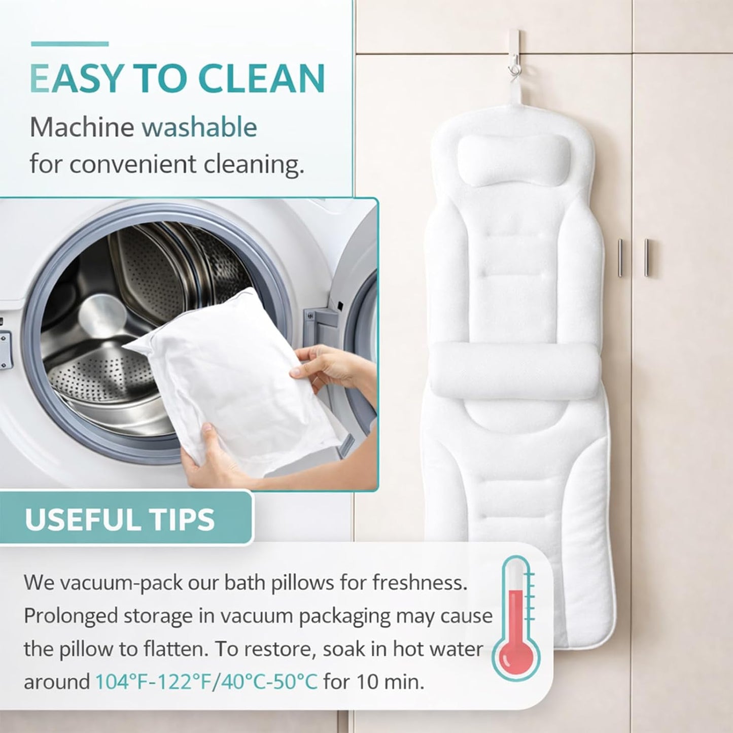Full Body Bathtub Pillow with Lumbar Support, 5D Air Mesh Bathtub Cushion for Soaking Tub, 168 Suction Cups Full Bath Pillow for Post-Yoga Spa, Deep Relaxation & Romantic Baths