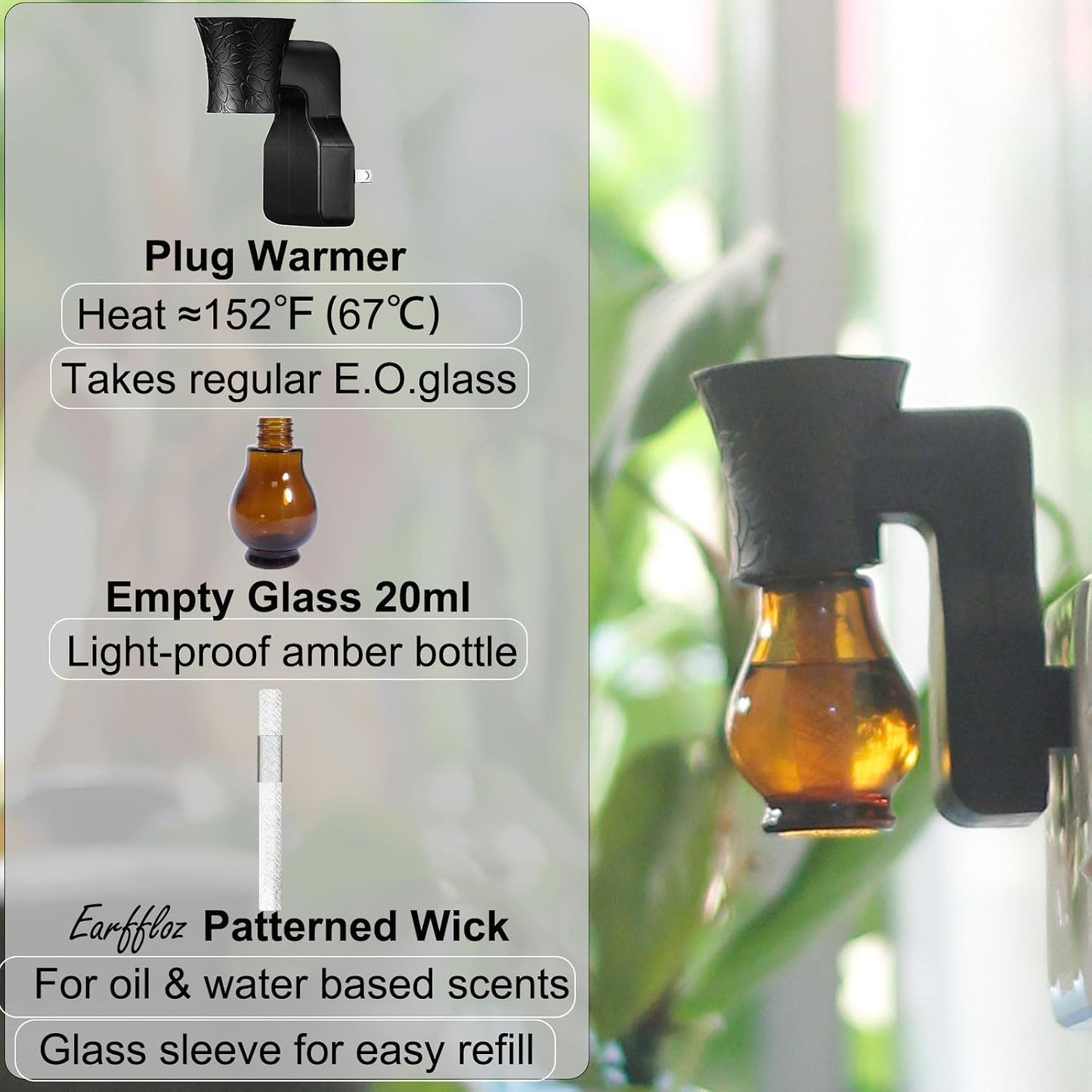 4 Sets Blank Plug-in Air Freshener Polarized Wall Plug Oil Diffuser for DIY Characteristic Home Scent from Natural Essential Oil, EO+Water, Fragrance Refill (Black)
