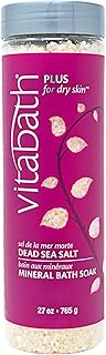 Vitabath Plus for Dry Skin Mineral Bath Soak Reviving Muscle Recovery, Soreness, Tension Relaxing Dead Sea Salts & Skin Nourishing Botanical Oils for Women & Men - Cruelty-Free - 27 oz