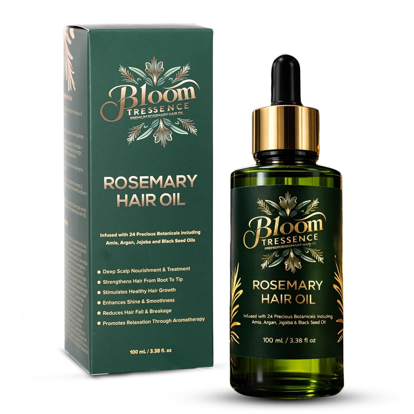 Premium Rosemary Hair Oil for Hair Growth – Anti Hair Fall & Scalp Treatment with 24 Botanical Oils (Amla, Argan, Castor & Jojoba) – For Thinning Hair, Regrowth & Thickness – 100ml