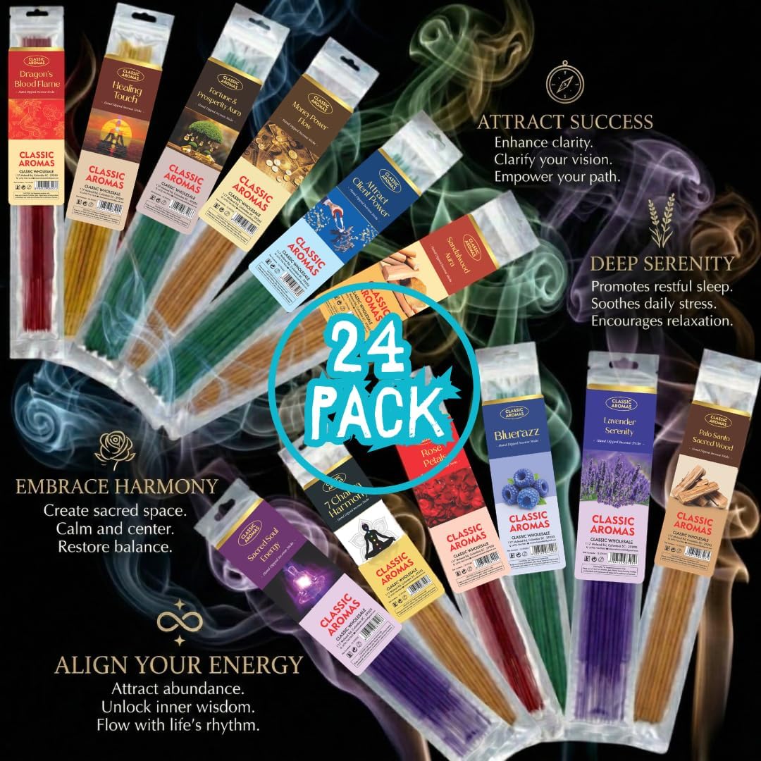 The Strongest Hand Dipped Incense Sticks | 288 Count,12 Scents Variety Pack | 11" Long | Home Fragrance | Long Lasting Aromatherapy Sticks | Lavender | Dragon's Blood | Sandalwood (24 Pack-288 Count)