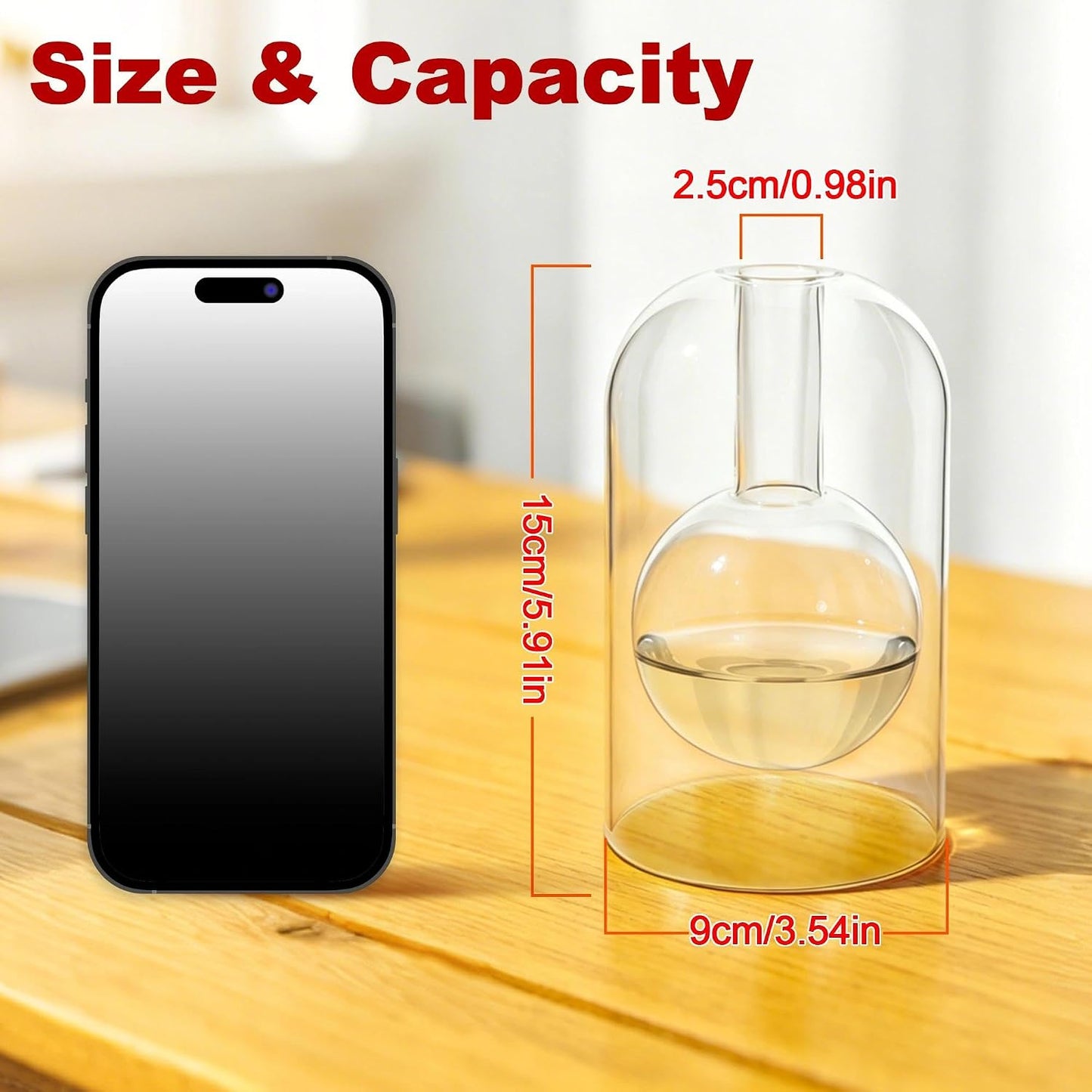 Empty Glass Reed Diffuser Bottles 2pcs Essential Oil Diffuser Jar 7oz/220ml Clear Double Wall Cylindrical Aromatherapy Container with Inner Round Chamber Modern Decorative Vase for Home Office Decor