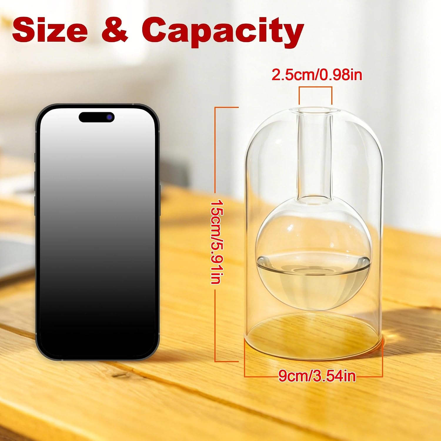 Empty Glass Reed Diffuser Bottles 2pcs Essential Oil Diffuser Jar 7oz/220ml Clear Double Wall Cylindrical Aromatherapy Container with Inner Round Chamber Modern Decorative Vase for Home Office Decor