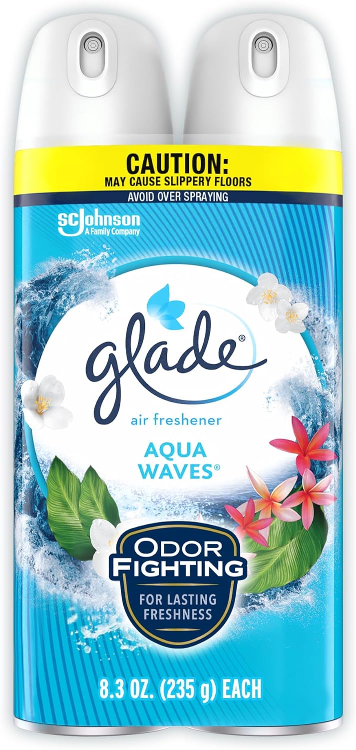 Glade Air Freshener Odor Fighting Room Spray, Aqua Waves, 8.3 oz, 2 Count