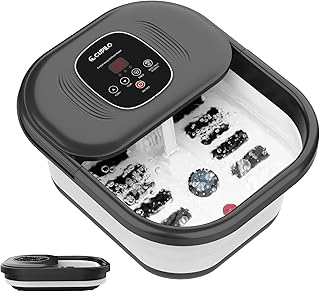 CuPiLo Foot Spa Bath Massager with Heat, Collapsible Foot Massager Spa Soaking Tub with Bubbles, Pumice Stone, and Shiatsu Massage Rollers, Pedicure Foot Spa for Relaxation, Gifts