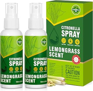 SCENTORINI Citronella Spray with Lemongrass Essential Oil, DEET-Free, 6.76 oz (2 Pack) Air Freshener Mist, Plant-Based for Home, Patio, Outdoor, Courtyard, Camping, Hiking, Traveling, Fishing