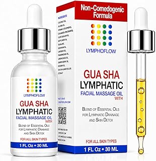 Bruizex Lymphatic Drainage Oil for Face & Neck Massage, Coconut & Jojoba Oil for Skin Facial Oil for Gua Sha or Jade Roller, Boosted with Vitamins E & C, Hyaluronic Acid & Retinol - 1 Fl Oz
