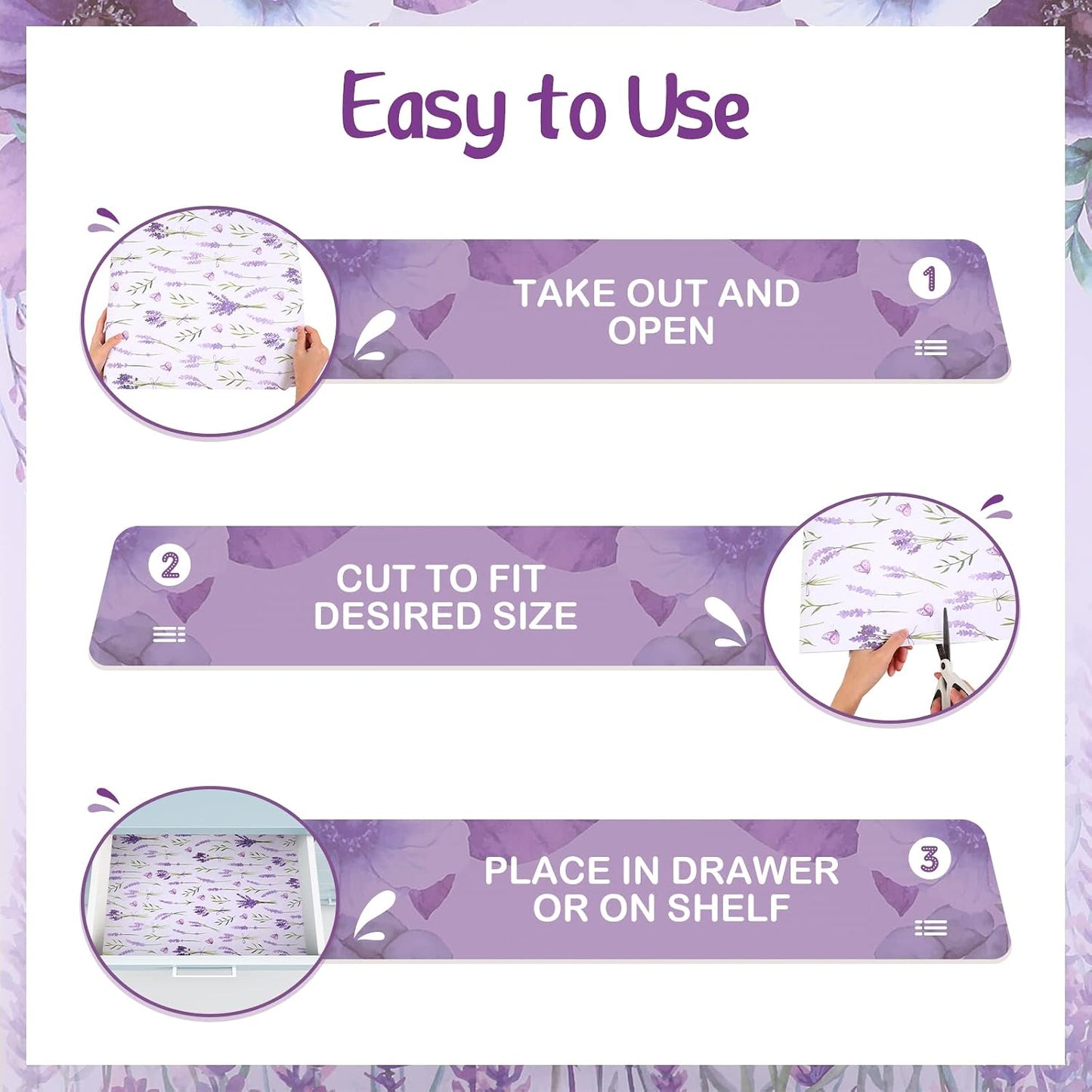 24 Sheets Scented Drawer Liners for Dresser 15.7 x 22.8 Inch Lavender Drawer Paper Non Adhesive Liners Dresser Scented Floral Print Fragrant for Kitchen Cabinet Shelf Closet(Vibrant Style)
