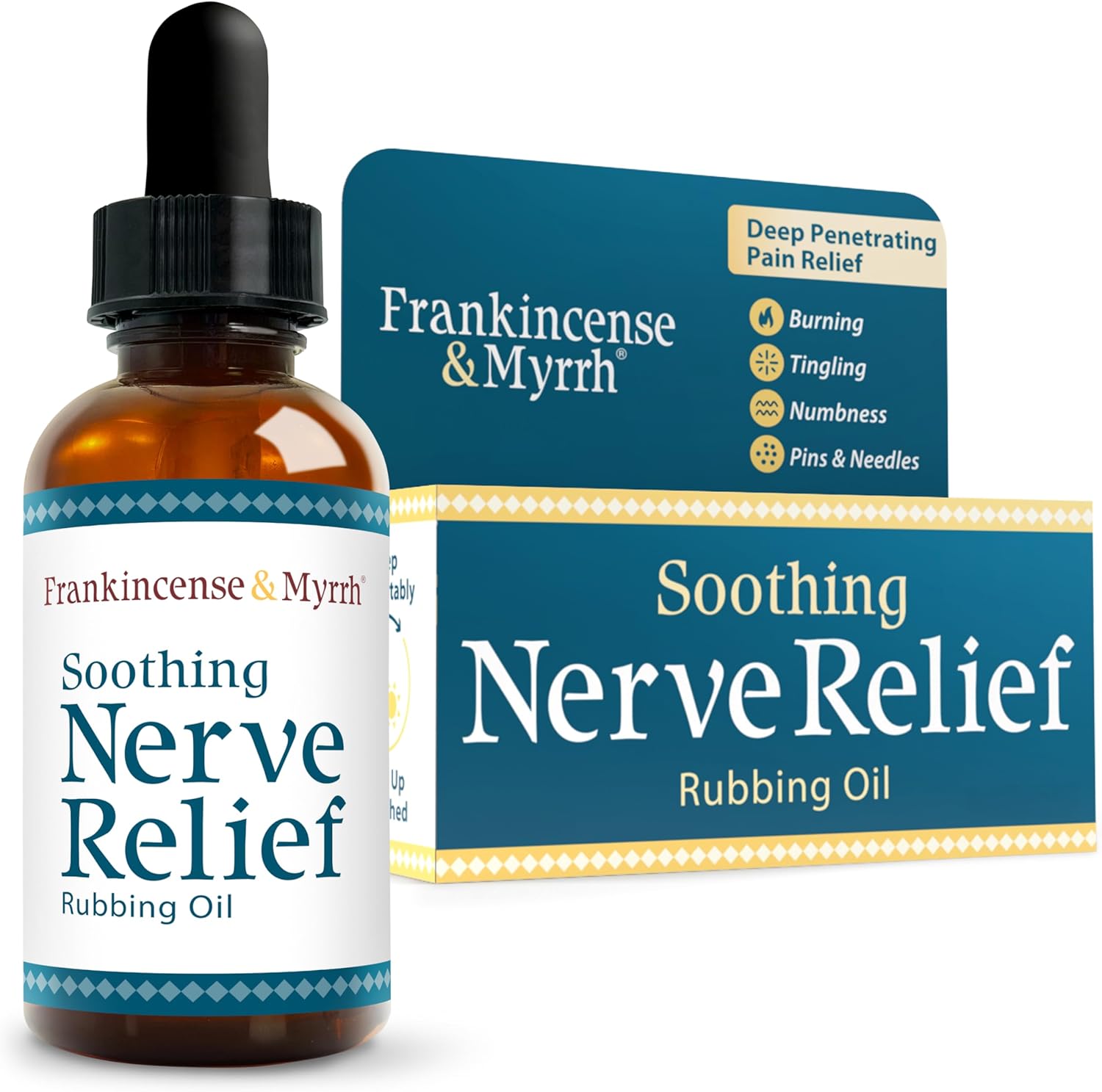 Frankincense & Myrrh Neuropathy Nerve Pain Relief Rubbing Oil – Soothing Relief for Hands & Feet – Burning, Tingling, Numbness, Pins and Needles – Safe for Diabetics – Menthol + 9 Essential Oils -2 oz