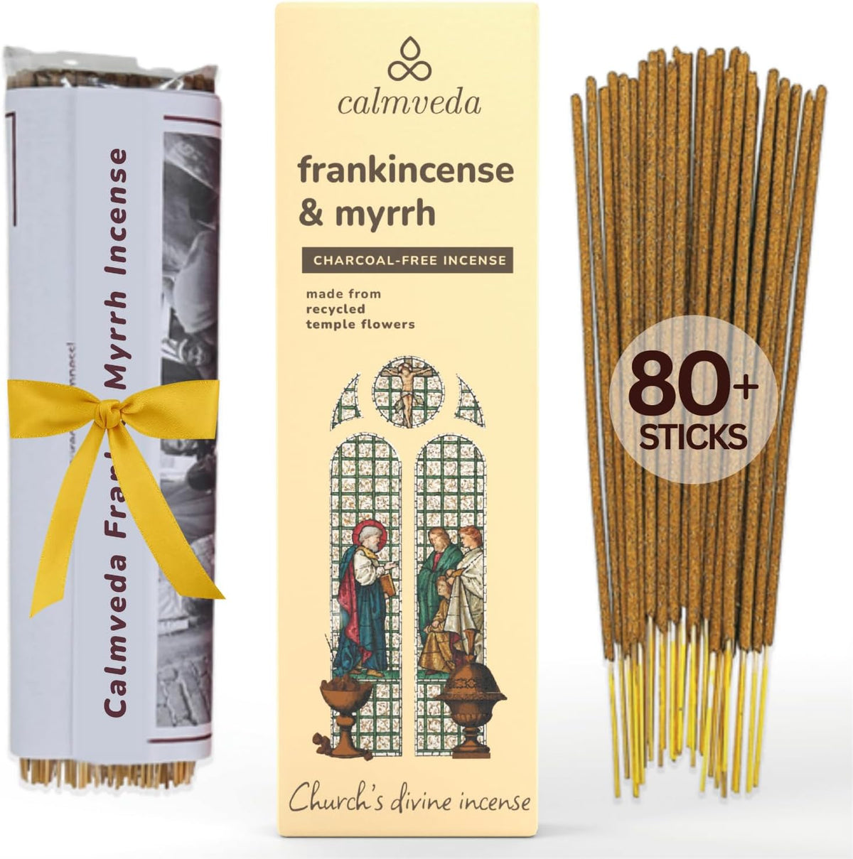 Church Frankincense and Myrrh Incense Sticks Oliban- 80 Pack