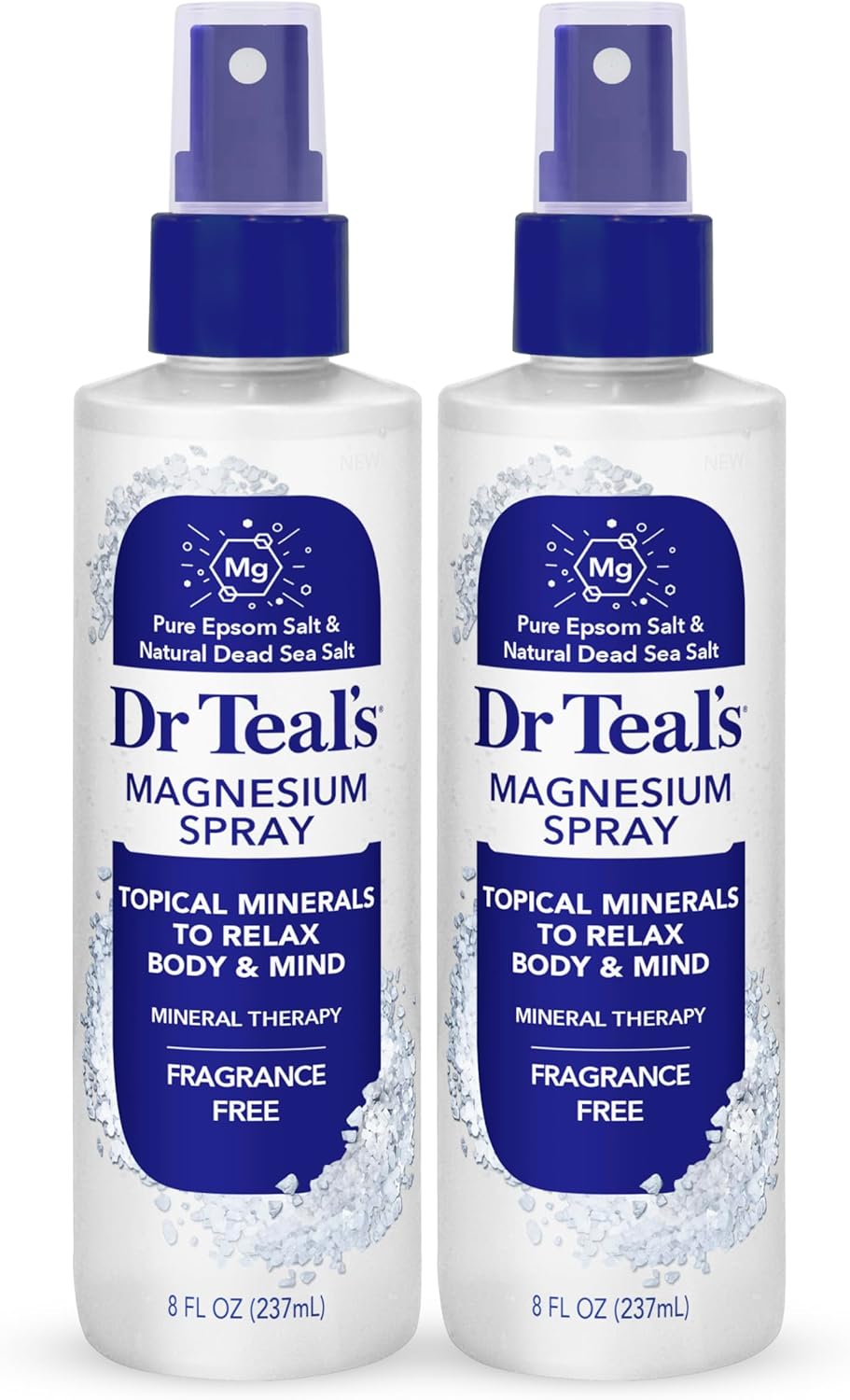 Dr Teal's Topical Magnesium Spray with Natural Dead Sea Salt, Fragrance Free, 8 fl oz (Pack of 2)