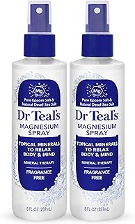 Dr Teal's Topical Magnesium Spray with Natural Dead Sea Salt, Fragrance Free, 8 fl oz (Pack of 2)
