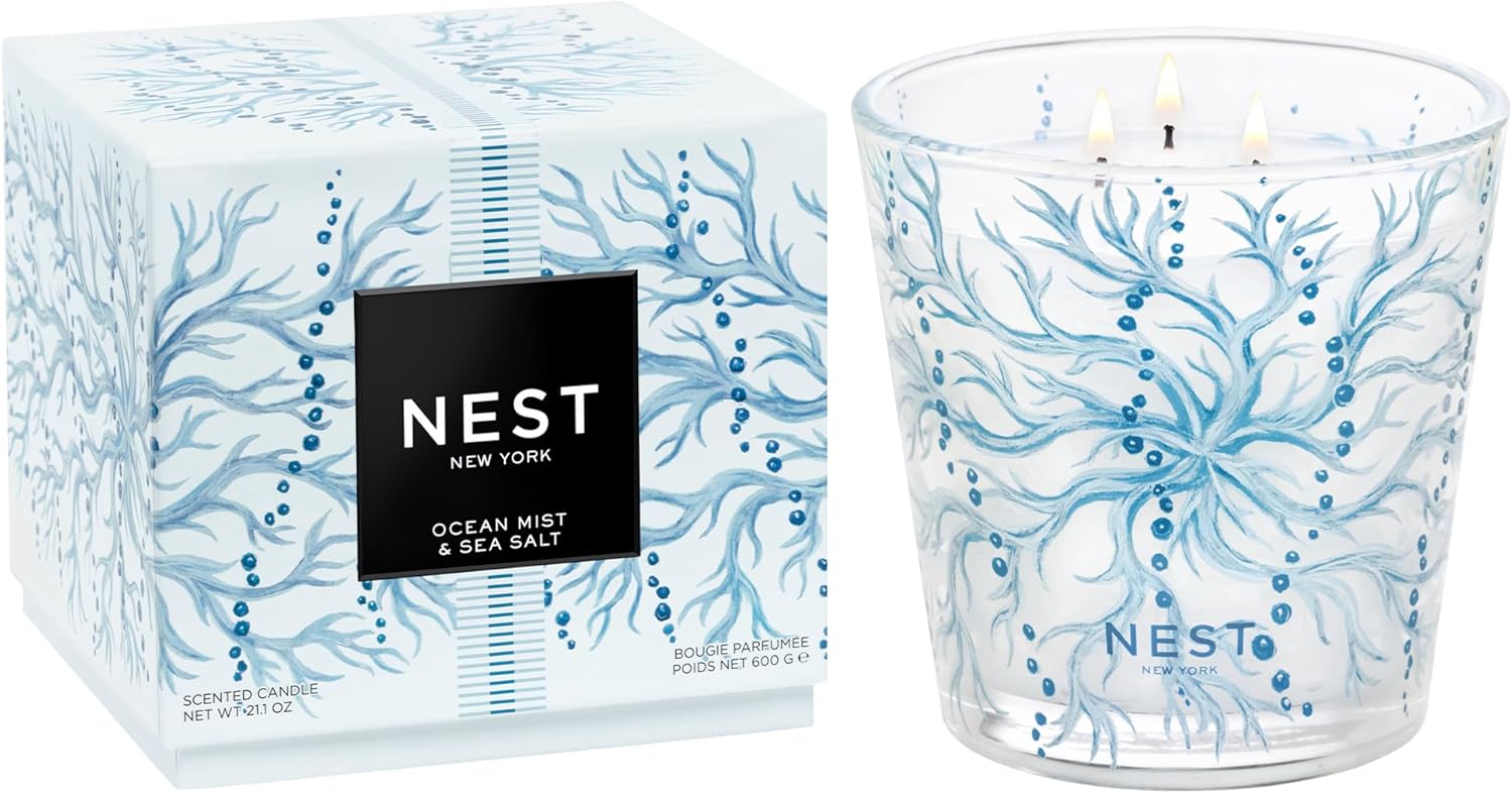 NEST New York Scented Decorative 3-Wick Candle, Ocean Mist & Sea Salt - 21.1 oz