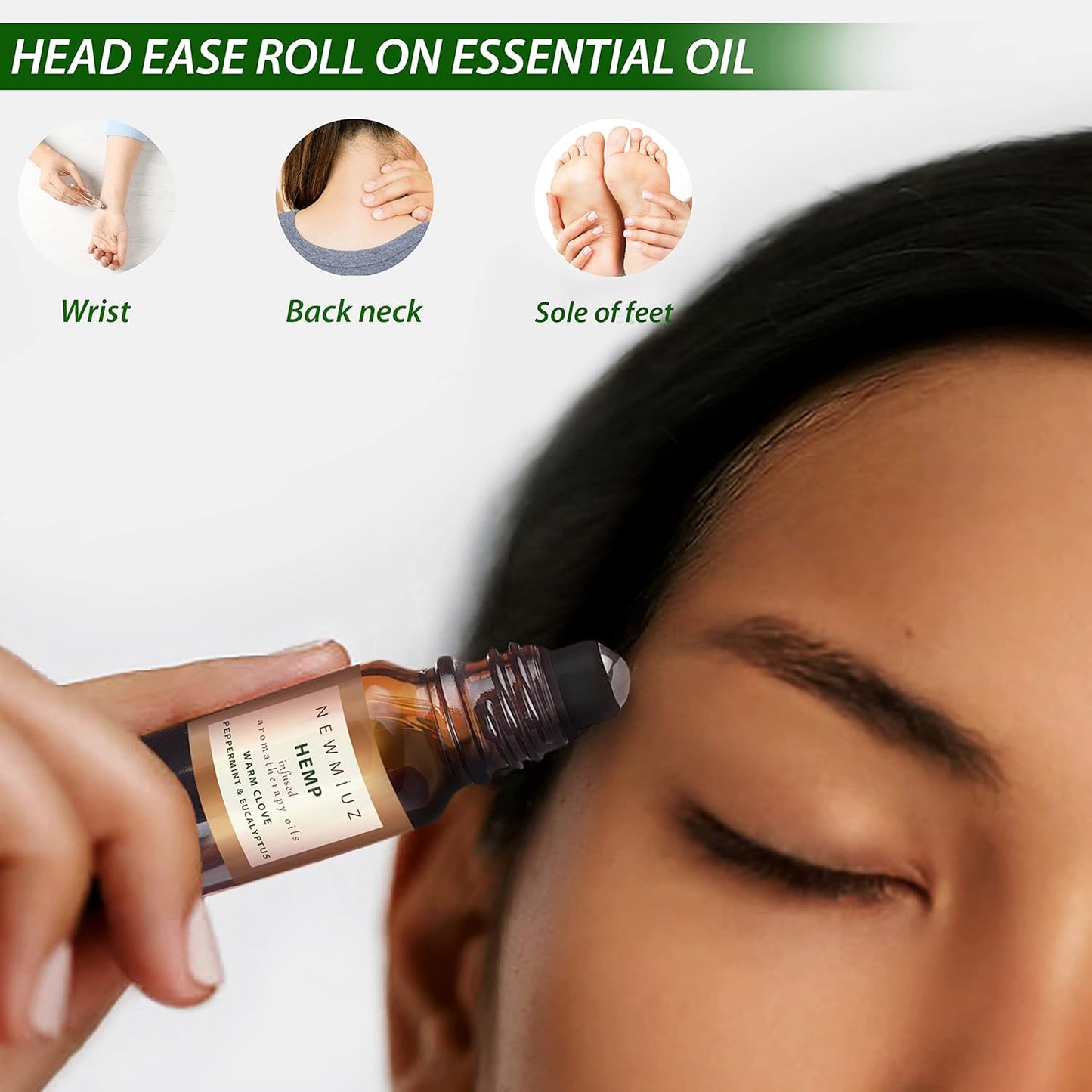 Migraine Headache Stick Roll on Peppermint Eucalyptus Clove and Arnica & Destress Roller Holy Basil Lavender and Bergamot Pack of 2