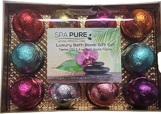 Bath Fizzie Gift Set for Women with 12 foil wrapped 2.5 oz bath bombs, great for dry skin, gift for Mom, teacher, friend (GiftHer)