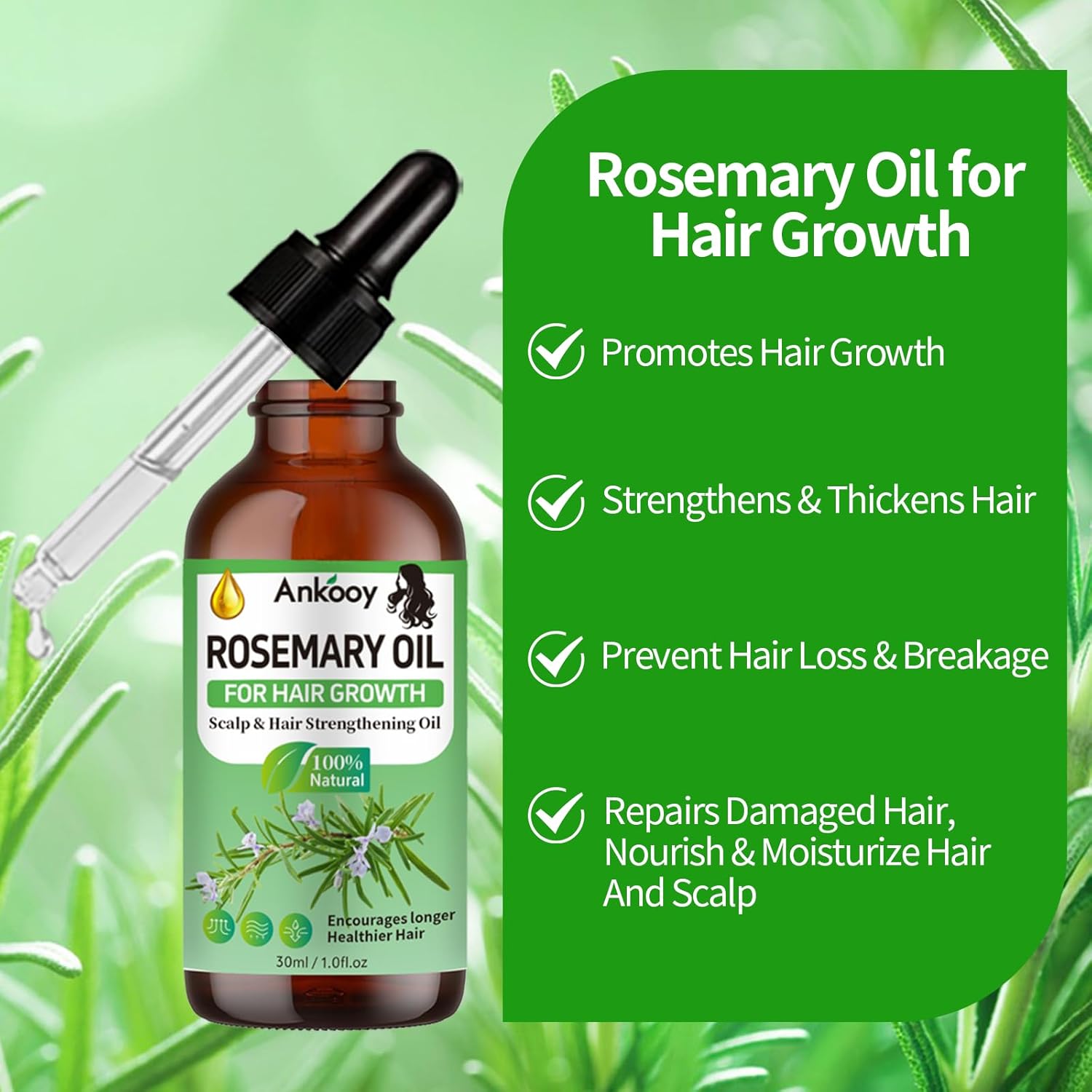 3 Pack Rosemary Oil for Hair Growth,Rosemary Hair Growth Oil,Strengthening Oil for Dry Damaged Hair,Hair Loss Treatment & Thickens Hair,Scalp Care Promotes Hair Thickness for Men Women