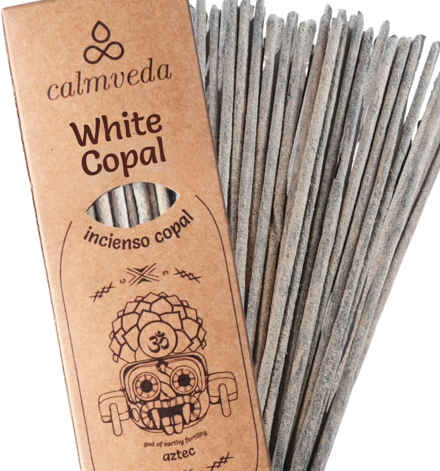 CALMVEDA White Copal Incense Sticks - 24+ Sticks Thick, Natural Resin Incense Made from Mexican Copalsera | Sweet Smelling Spiritual Inscents for Purification (Incienso De Copal)